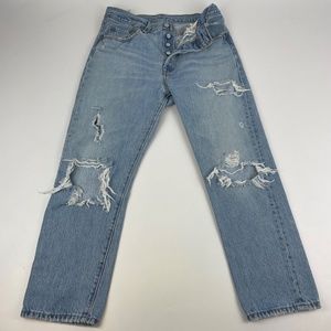Levi's 501 Premium Big E Womens Size 28x26 Cropped Denim Jeans *For Repair